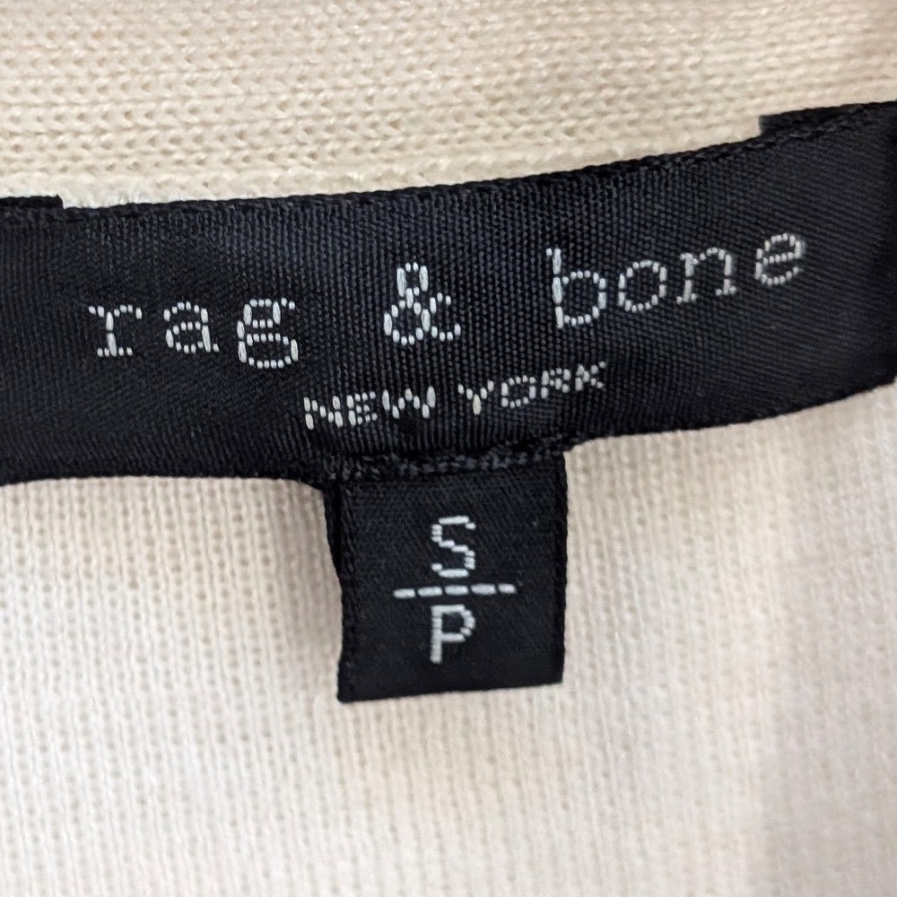 $395 Rag & Bone CrissCross Ivory Merino Wool Blend Varsity Stripe Sweater SMALL - Picture 4 of 6